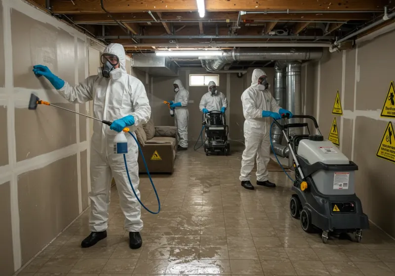 Basement Moisture Removal and Structural Drying process in Underwood-Petersville, AL